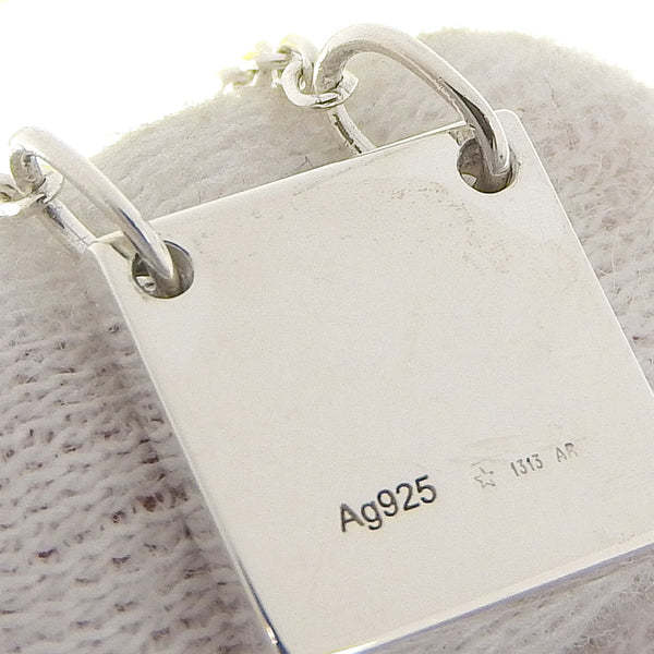 Square logo plate Silver 925 Ladies Necklace A-rank
